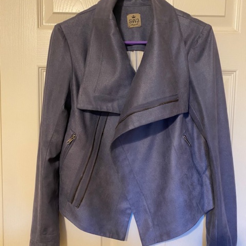 SW3 Bespoke Dusty Lavender Draped Faux Suede Jacket